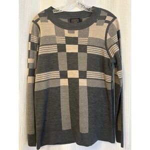 Pendleton 100% Merino Wool Gray & White Geometric Sweater Size M